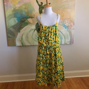 Retrolicious Lemon Print Dress Yellow Green 2X